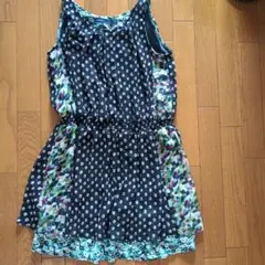 【AS KNOW AS】ドット×花柄 切替ノースリーブワンピース シアー 透け感
