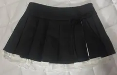 フリル付き サイドリボン プリーツミニスカート darkcoquette
