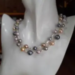 マルチカラー・コットンパール&淡水パール・ネックレス・2本セット