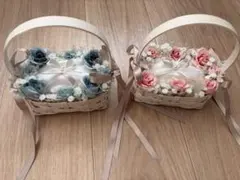 リングピロー 2個セット ピンク ブルー 結婚式 リングボーイ リングガール