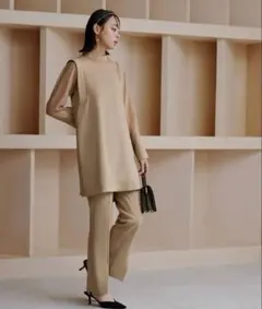 【RUIRUE BOUTIQUE】パールトップス×フレアパンツセットアップ