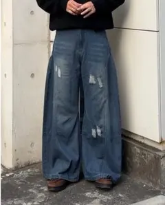 SUNPOINT yolo ダメージ加工 ワイドパンツ