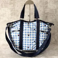 LESPORTSAC ミニボストン ショルダーバッグ ハート ホワイト ネイビー