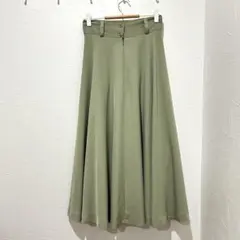 【美品】IMAGE ロングフレアスカート(S)グリーン ウエスト60 きれいめのサムネイル