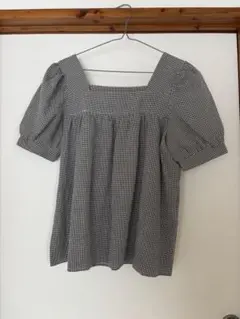 ABITOKYO 半袖ブラウス L ブラック・ホワイトチェック