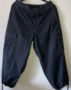 コントラストステッチ カーゴパンツ ブラックのサムネイル