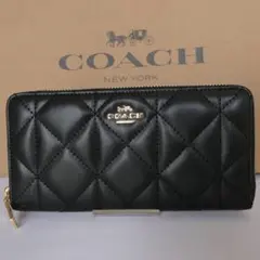 新品COACH コーチ 長財布 ラウンドファスナー キルティング F53637