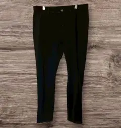 美品 ユニクロ スラックス XL 黒 ボタン付き ヒートテック デニム風