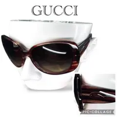 美品 GUCCI グッチ サングラス リボンバックル 度なし ブラウン 3014