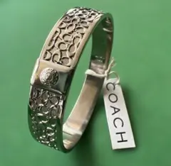 極美品 Coach コーチ シグネチャーロゴ バングル シルバー 