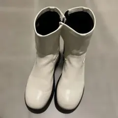 ホワイトレザー サイドゴアブーツ 厚底　L 24.0〜24.5cm ABCマート