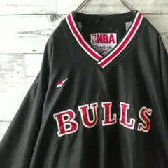 リーボック シカゴブルズ 刺繍センターロゴ リブライン ナイロンジャケット M