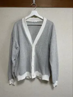 THE SHOP TK グレー ホワイト カーディガン Lのサムネイル