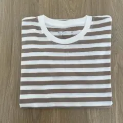 無印　ボーダー長袖Tシャツ　140 ベージュ
