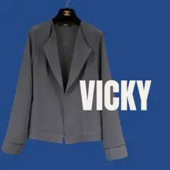 VICKY ノーカラージャケット ネイビー