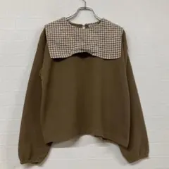 1106 Samansa Mos2 チェック襟付きブラウン長袖