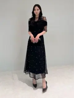 【LEJA】2WAYチュールトップスパールAラインドレスワンピース2点セット