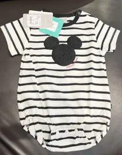 新品 ミッキーマウス ベビー 男の子 半袖 ロンパース 70cm 綿100%