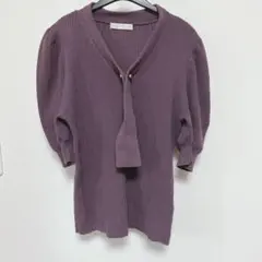 プロポーションボディドレッシング パープル リボン 半袖セーター ボウタイ