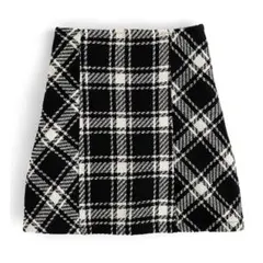 バックリボンツイードチェックミニスカート[gm699]