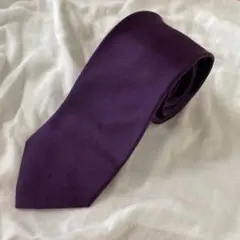 ネクタイ　パープル　無地　シルク100%