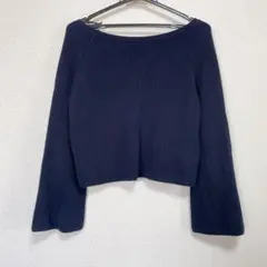 【BY】ショート丈長袖ニット ネイビー 紺 ユナイテッドアローズ ベル袖Vネック