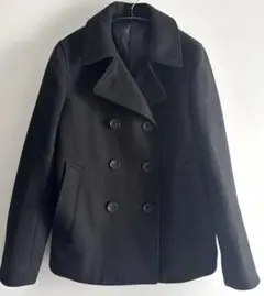 値下げ◇無印◇ブラックピーコート ウール混 M