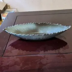 生け花用　花器　舟形　グレー 陶器製 　【中古】