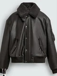 フェイクレザー　取り外し可ボア付きジャケット