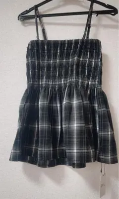 ブラック系 チェック柄 ビスチェ