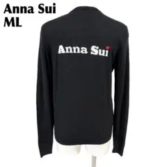 【美品】 ANNA SUI 長袖カーディガン M/L ブラック 背面ロゴのサムネイル
