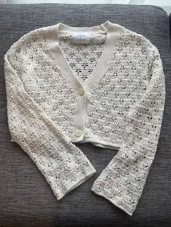 ZARA アイボリー レース編み カーディガン 11-12歳