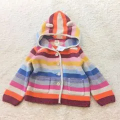 新品✨baby GAP フード付きニットパーカー　セーター 80　ボーダー