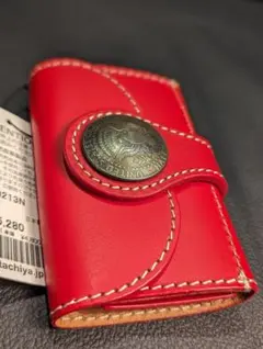 日本製　50セント　コンチョ＆オイルレザー・キー＆コインケース　バイカー　赤