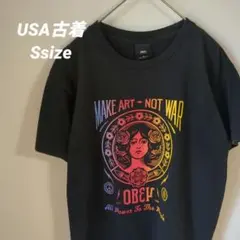 USA古着 OBEY MAKE ART NOT WAR Tシャツ Sブラックのサムネイル