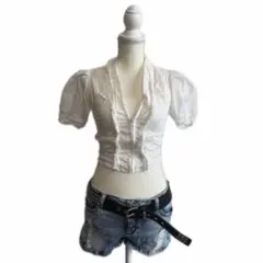 平成ギャル グランジ y2k 姫ギャル 古着 森ガール パフスリーブ ブラウス