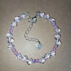 ハンドメイド　ブレスレット　紫　クリアNo.1