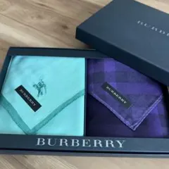 BURBERRY ハンカチ 2枚セット 薄緑、紫