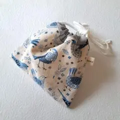 青い鳥　巾着袋　ハンドメイド