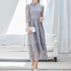 DRESS PLUS レーススタンドカラーワンピースドレスパーティードレス
