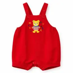mikihouse ベビー ロンパース サロペット風 赤 くま 美品