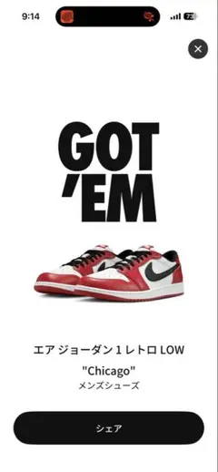 Nike Air Jordan 1 Retro Low 26cm Chicago