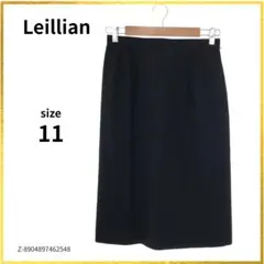 Leilian スカート Iライン ファスナー ひざ丈 ブラック 11 キュプラ