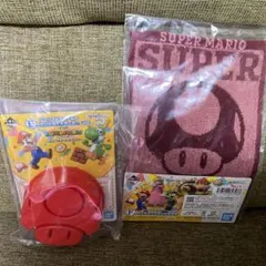 新品★スーパーマリオ　一番くじ　E賞サンドイッチメーカー　タオル　きのこ　2点