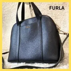 【FURLA】フルラ サンディ2WAYレザーショルダー・ハンドバッグ黒・ブラック