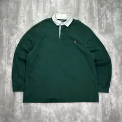 ラルフローレン 刺繍ロゴ ラガーシャツ グリーン 2XL 6586