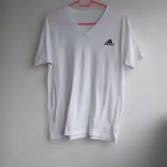 adidas アディダス Vネック Tシャツ ホワイト Lサイズ 170のサムネイル