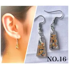NO.16 レジンピアス イヤリング変更可 オレンジ シェル ハンドメイド