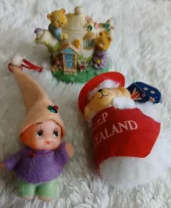ニュージーランド羊　キューピー　 ティーポットとベアの置物　7センチ前後