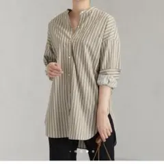 green label relaxing バンドカラー ロングカフス シャツ